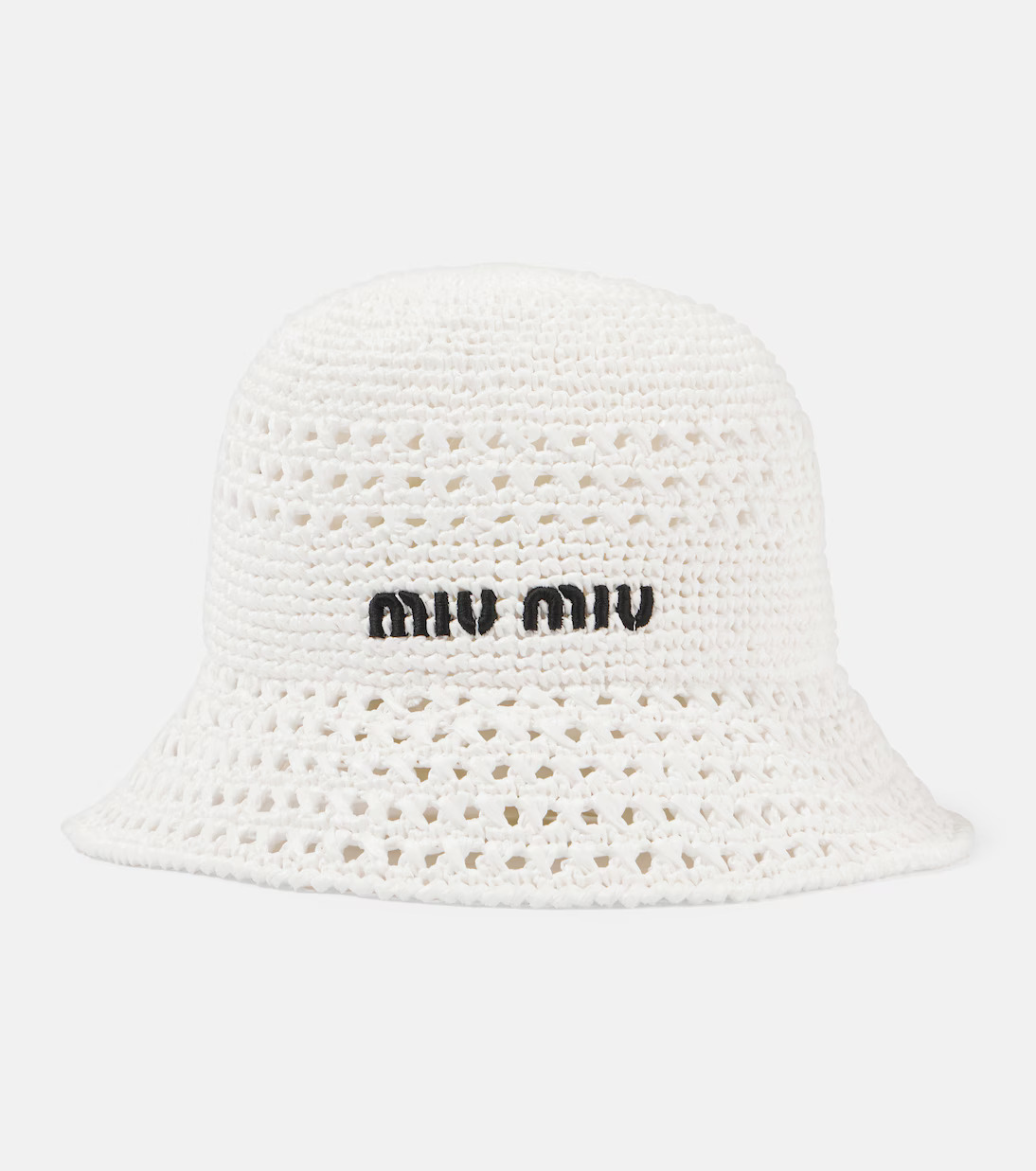 Miu Miu Bucket hat White Logo crochet 2026 | Drip Kickz Miu Miu Bucket hat White Logo crochet