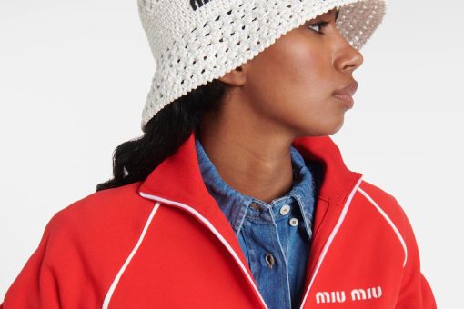 Miu Miu Bucket hat White Logo crochet