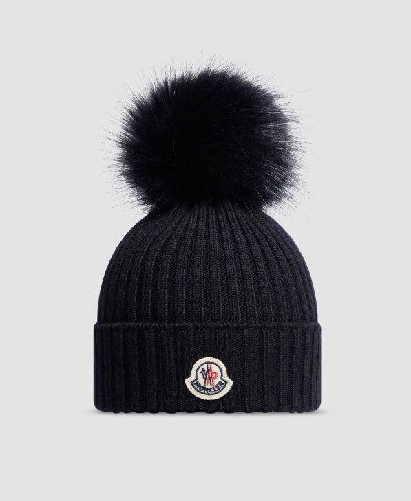 Moncler Wool Beanie with Pom Pom 2026 | Drip Kickz Gucci Wool cashmere Black with Double G Front View