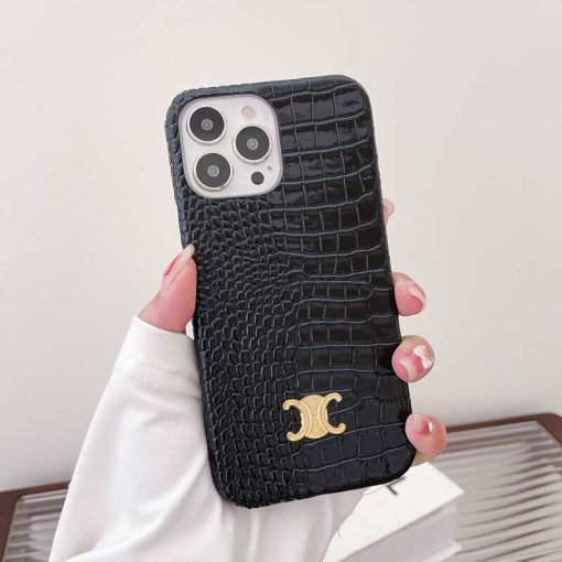 Celine iPhone Case Black Croc