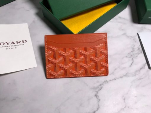 Goyard Card Holder Wallet Orange Leather for Men