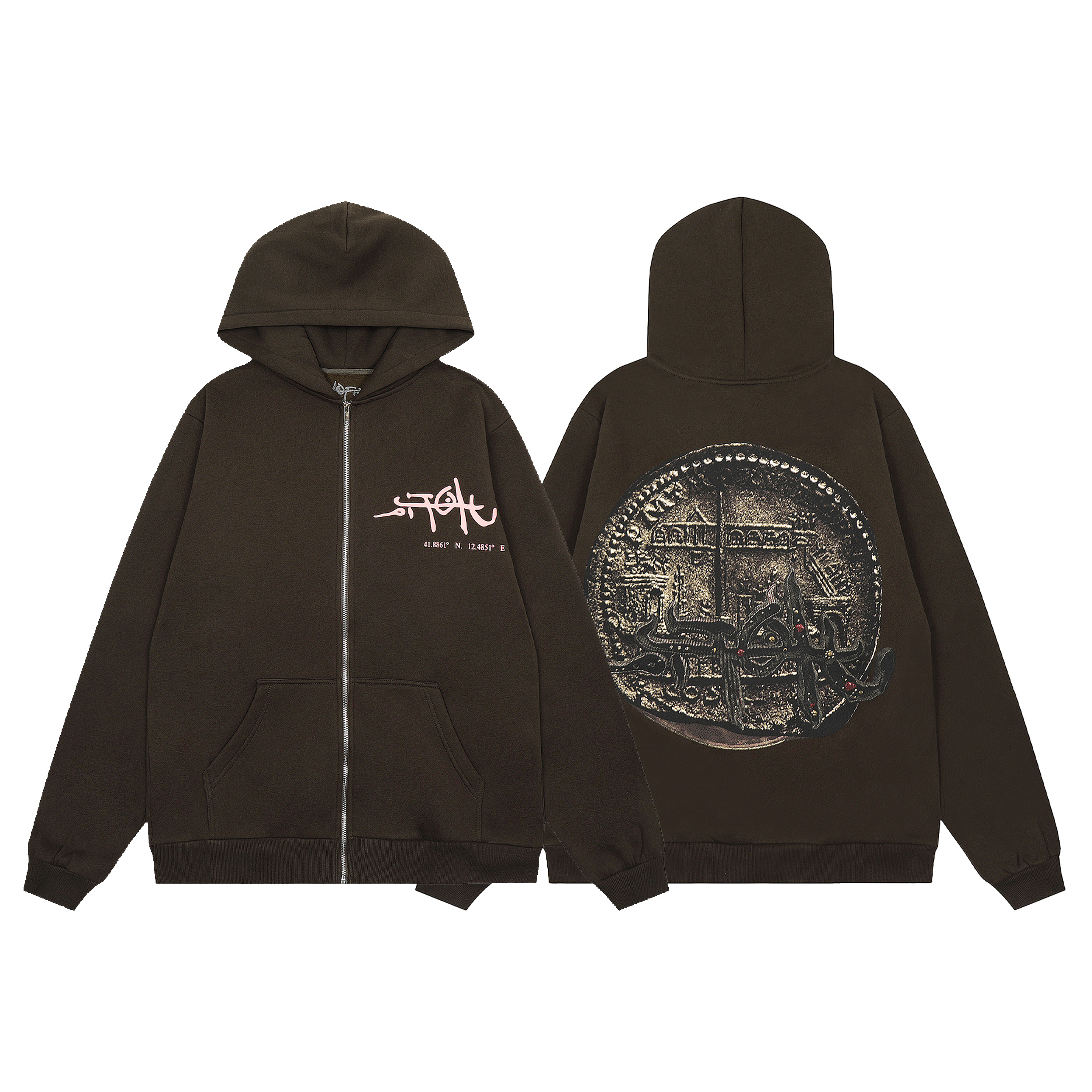 Travis Scott Utopia Circus Zip Hoodie Brown 2026 | Drip Kickz Travis Scott Utopia Circus Zip Hoodie Brown