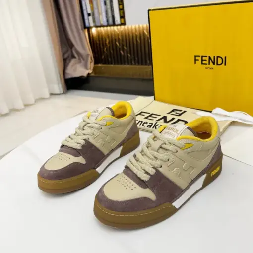 Fendi 2024SS Sneaker Beige Maroon - Image 3