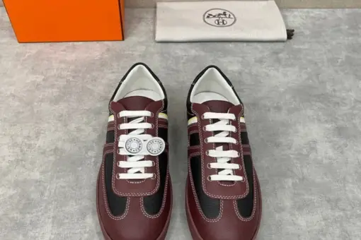 Hermes Boomerang Sneaker Black Maroon 2025