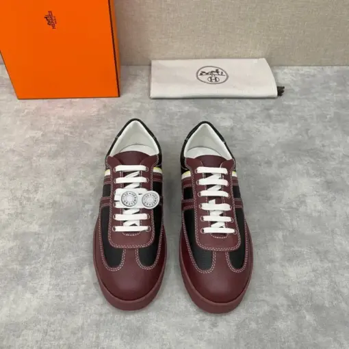 Hermes Boomerang Sneaker Black Maroon - Image 4