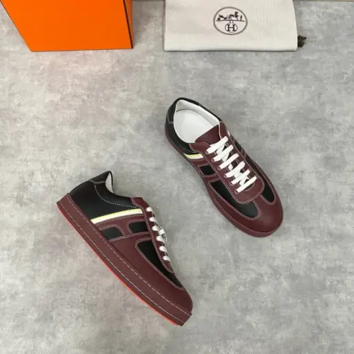 Hermes Boomerang Sneaker Black Maroon - Image 2