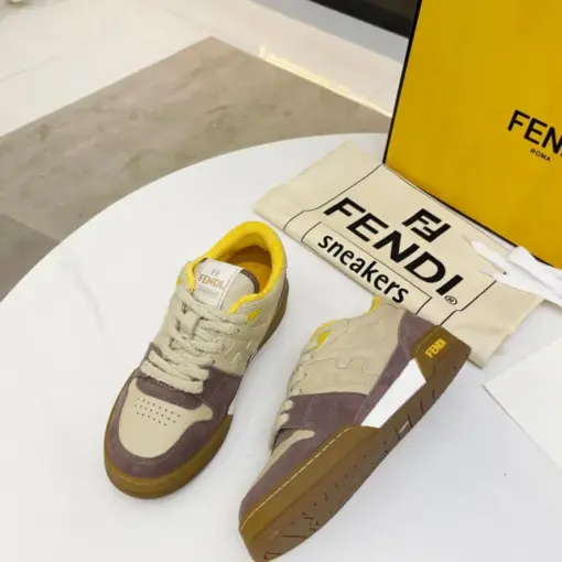 Fendi 2024SS Sneaker Beige Maroon - Image 2