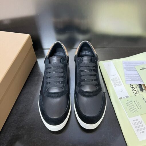 Burberry Leather and Cotton Check Sneaker Black - Image 4