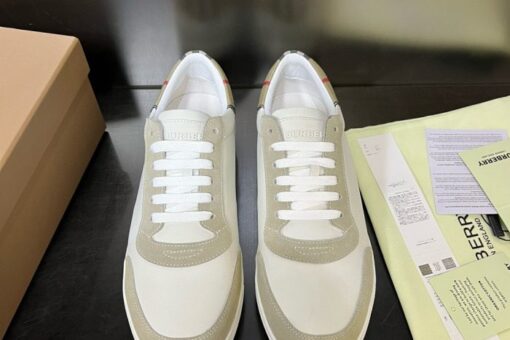 Burberry Leather and Cotton Check Sneaker White 2025