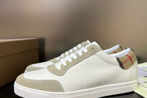 Burberry Leather and Cotton Check Sneaker White 2025