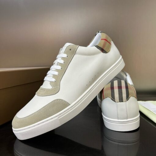 Burberry Leather and Cotton Check Sneaker White - Image 2