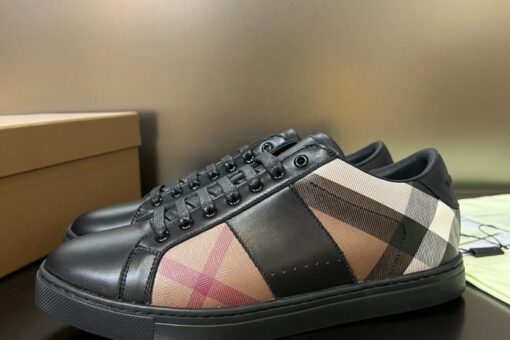 Burberry Leather and Cotton Check Sneaker Black 2025