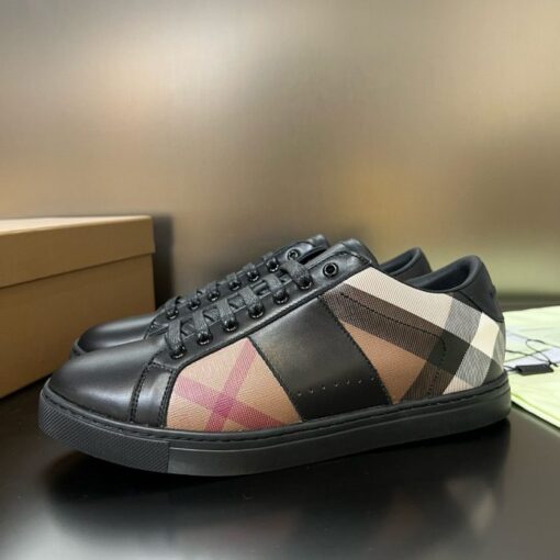 Burberry Leather and Cotton Check Sneaker Black - Image 3