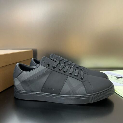 Burberry Leather and Cotton Check Sneaker Black