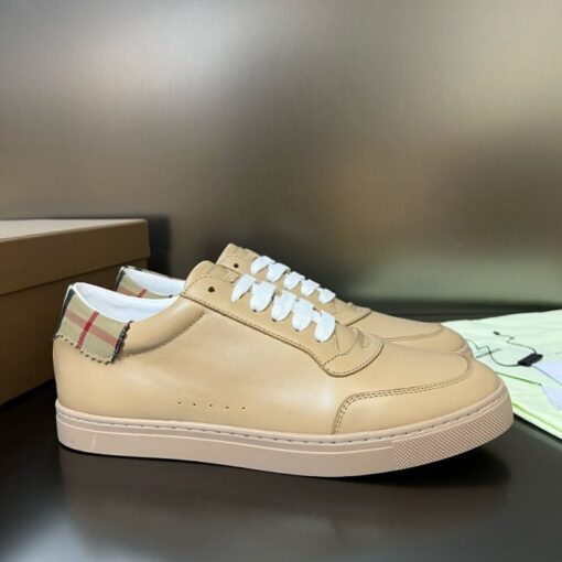 Burberry Leather and Cotton Check Sneaker Khaki