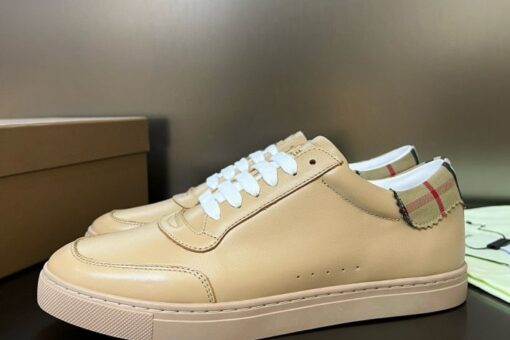 Burberry Leather and Cotton Check Sneaker Khaki 2025