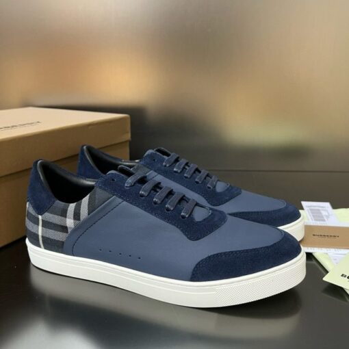 Burberry Leather And Suede Sneaker Payne  Grey