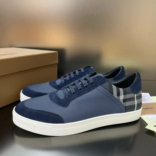 Burberry Leather And Suede Sneaker Payne  Grey - Image 3