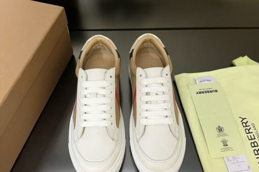 Burberry House Check and Leather Sneakers Optic white 2025