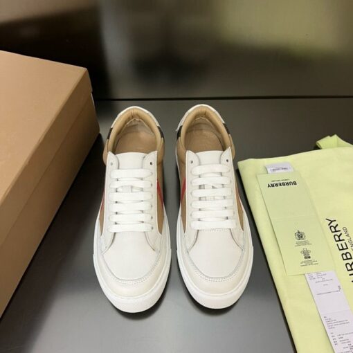 Burberry House Check and Leather Sneakers Optic white - Image 4