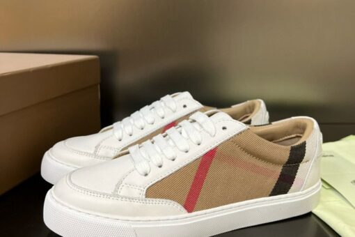 Burberry House Check and Leather Sneakers Optic white 2025