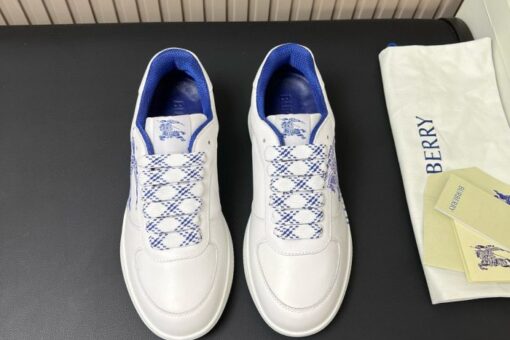 Burberry Leather Stock Sneakers White & Blue 2025