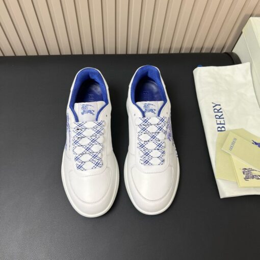 Burberry Leather Stock Sneakers White & Blue - Image 4