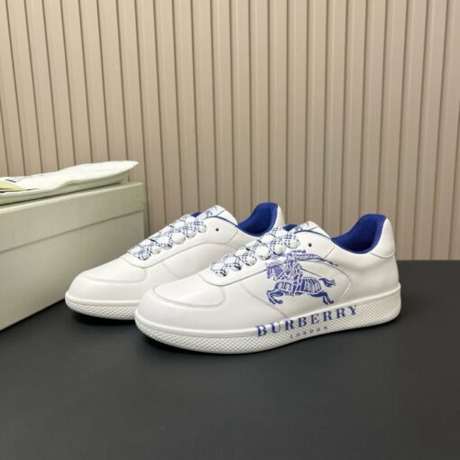 Burberry Leather Stock Sneakers White & Blue - Image 2