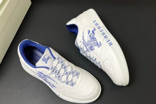 Burberry Leather Stock Sneakers White & Blue 2025