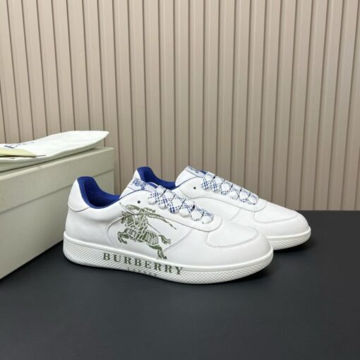 Burberry Leather Stock Sneakers White & Green