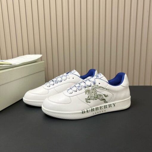 Burberry Leather Stock Sneakers White & Green - Image 3