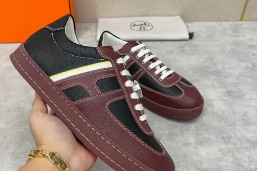 Hermes Boomerang Sneaker Black Maroon 2025