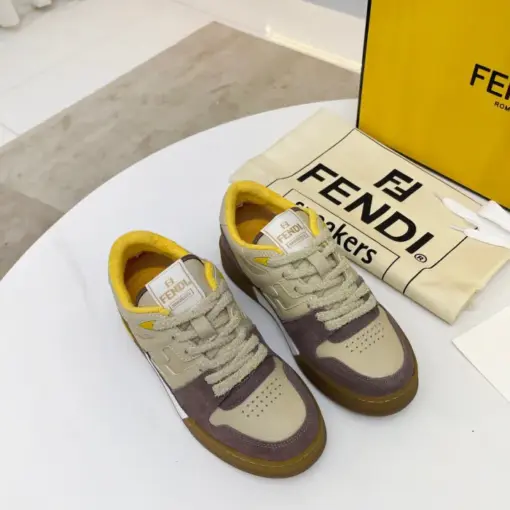 Fendi 2024SS Sneaker Beige Maroon - Image 4