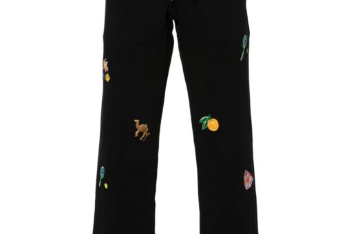Casablanca motif-embroidered cotton track pants black
