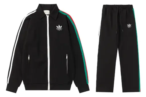 Gucci x Adidas Technical Jersey Track Black jacket detail with stripes