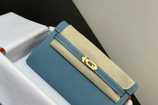 Hermès Kelly Classique To Go wallet Bag Blue jean