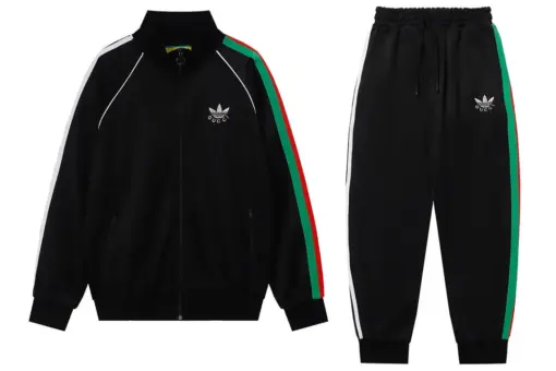 Gucci x Adidas Cotton Jersey Track Black – Luxury Designer Collaboration Tracksuit.