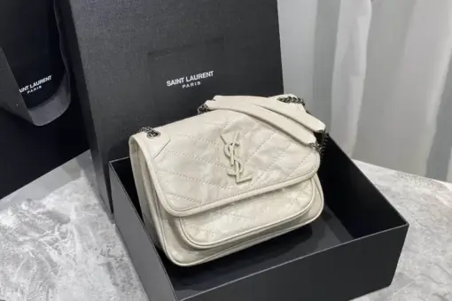 Saint Laurent Niki Mini Bag White Calfskin
