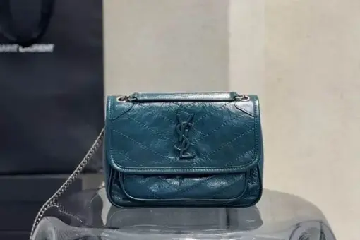 YSL Niki Baby Bag Calfskin Teal
