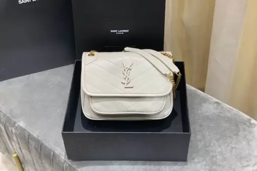 Laurent Niki Baby shoulder Bag White Leather