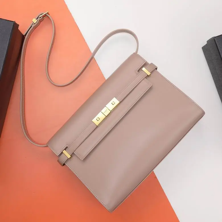 YSL Manhattan Baguette Calfskin Shoulder Bag Rose Gold 2026 | Drip Kickz YSL Manhattan Baguette Calfskin Shoulder Bag Rose Gold