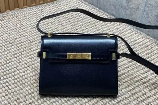 Saint Laurent Manhattan Shoulder Bag Navy Blue – Luxury Handbag