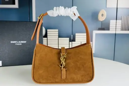 YSL Mini Velvet Shoulder Bag Brown