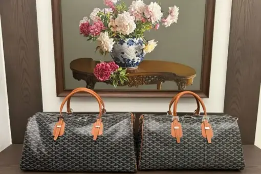 Goyard Boston Bag Black Brown Front View