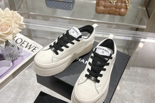 Chanel Sneakers White With Black Accents