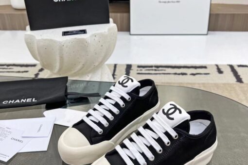 Chanel Sneakers Solid Black & White Laces