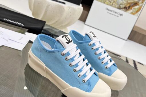 Chanel Sneakers Light Blue White Laces