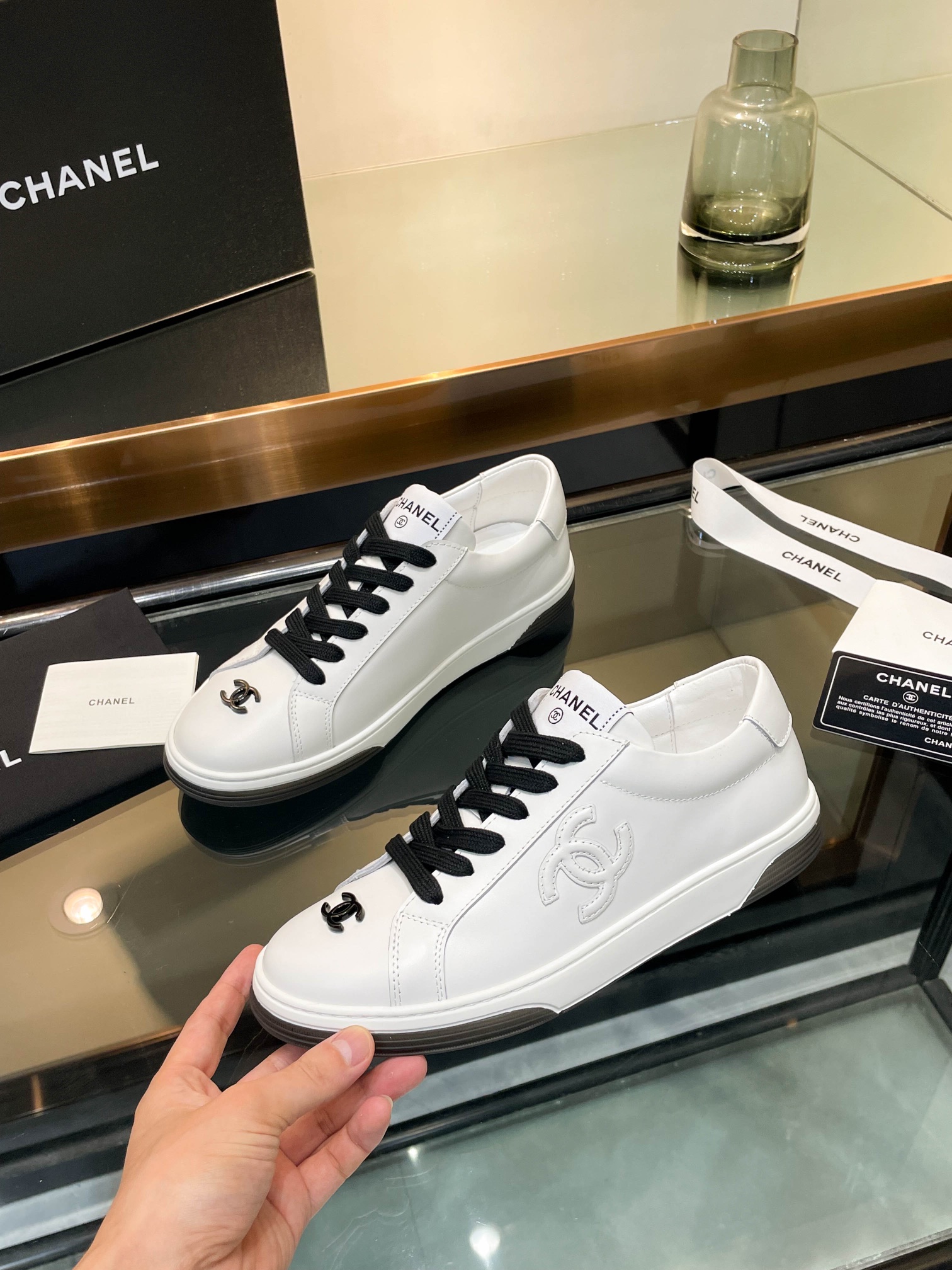 Chanel 24SF Sneakers White & Black Laces 2026 | Drip Kickz Chanel 24SF Sneakers White & Black Laces - Image 3