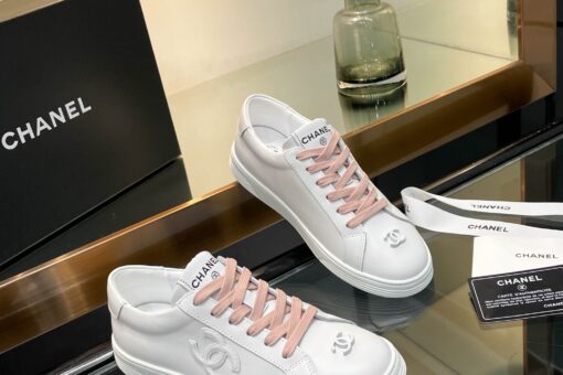 Chanel 24SF Sneakers White & Pink Laces