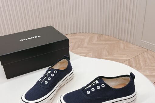 Chanel Canvas Shoes Navy Blue